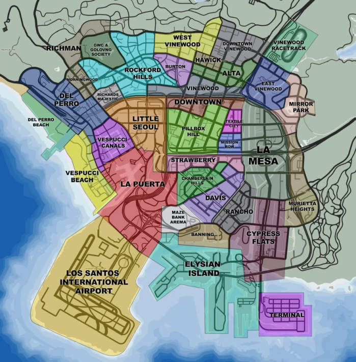 Detailed Map of Los Santos neighborhood